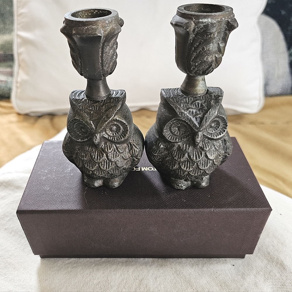 Matching OWL Candle Brass/Copper Set